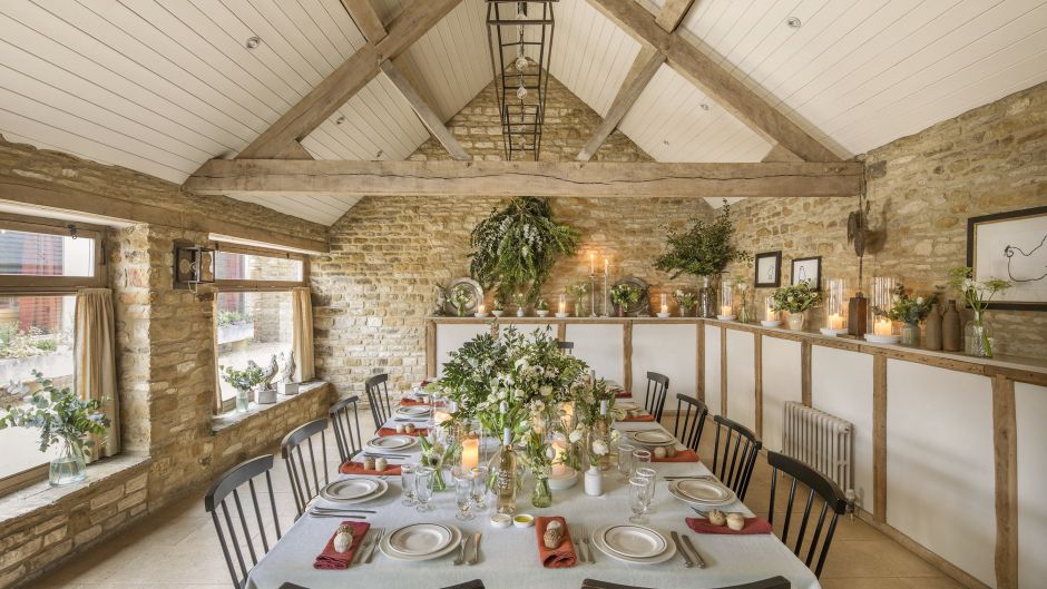 The private dining room at The Wild Rabbit Inn in the Cotswolds, Oxfordshire